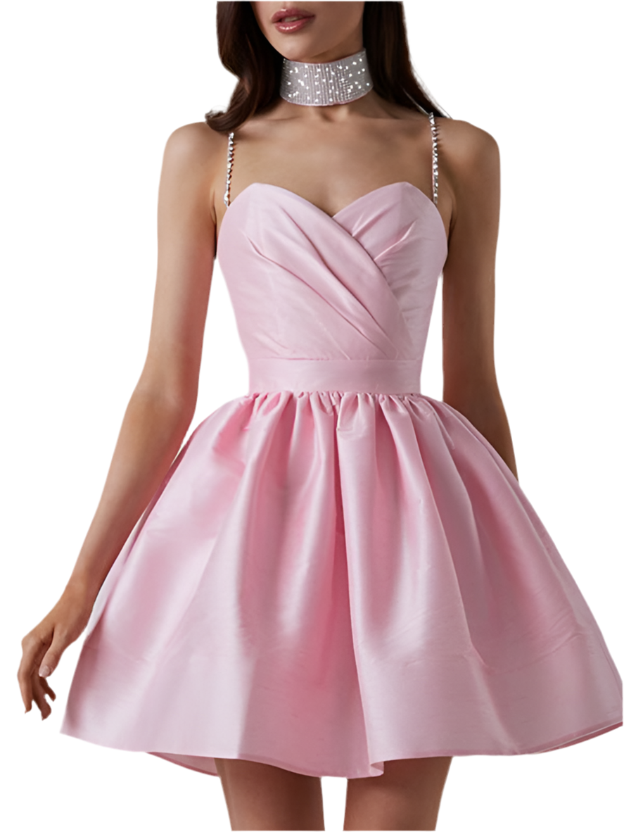 Women's dress pleated suspender dress sexy temperament rhinestone skirt