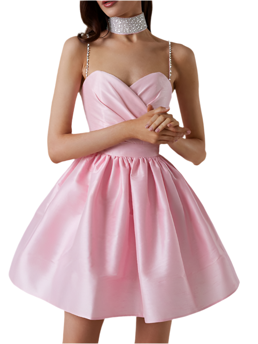 Women's dress pleated suspender dress sexy temperament rhinestone skirt